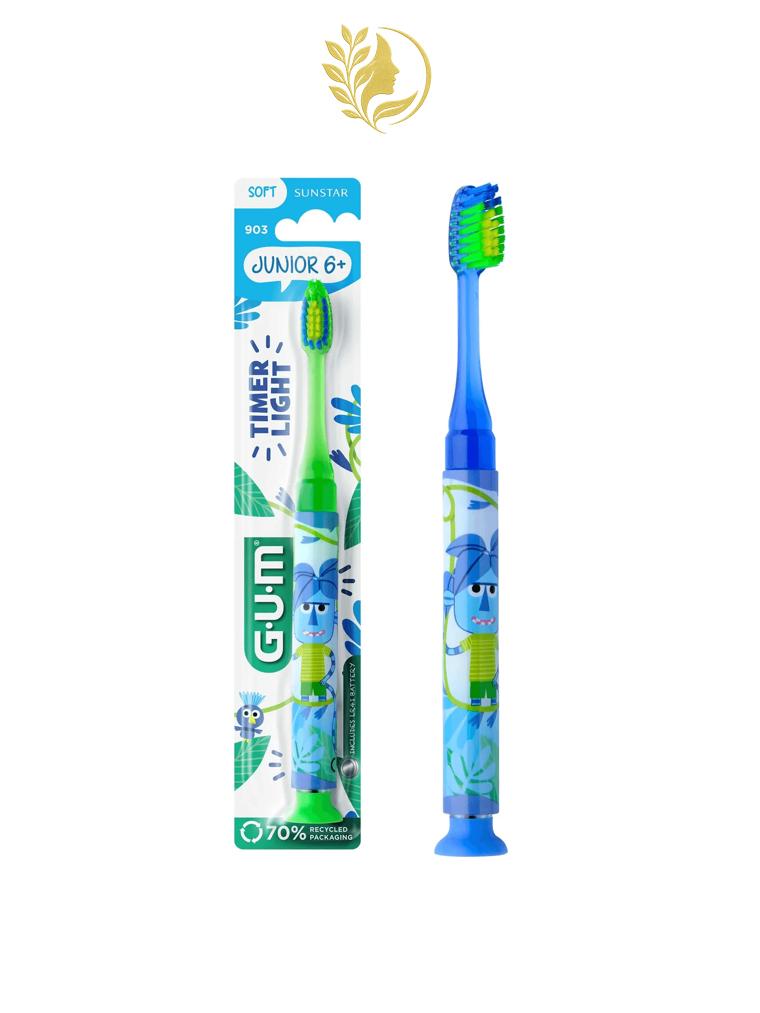 GUM JUNIOR BROSSE À DENTS TIMER-LIGHT 6 ANS + REF. 903 - SOUPLE -