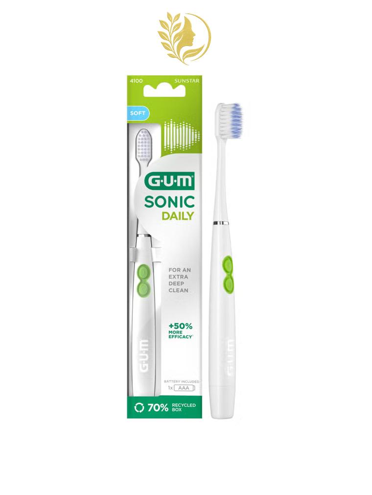 GUM SONIC DAILY BROSSE À DENTS ÉLECTRIQUE À PILE REF. 4100 - BLANC & NOIR -