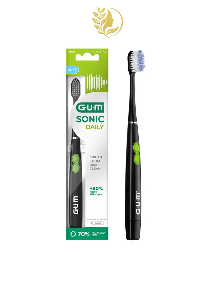 GUM SONIC DAILY BROSSE À DENTS ÉLECTRIQUE À PILE REF. 4100 - BLANC & NOIR -