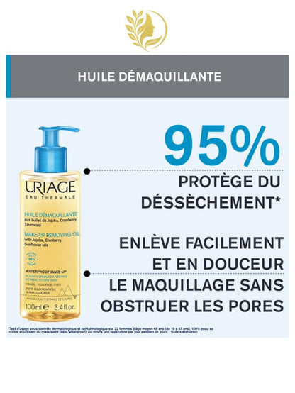 URIAGE HUILE DÉMAQUILLANTE  DÉMAQUILLE, NETTOIE, HYDRATE, FINI NON GRAS - 100 ML -
