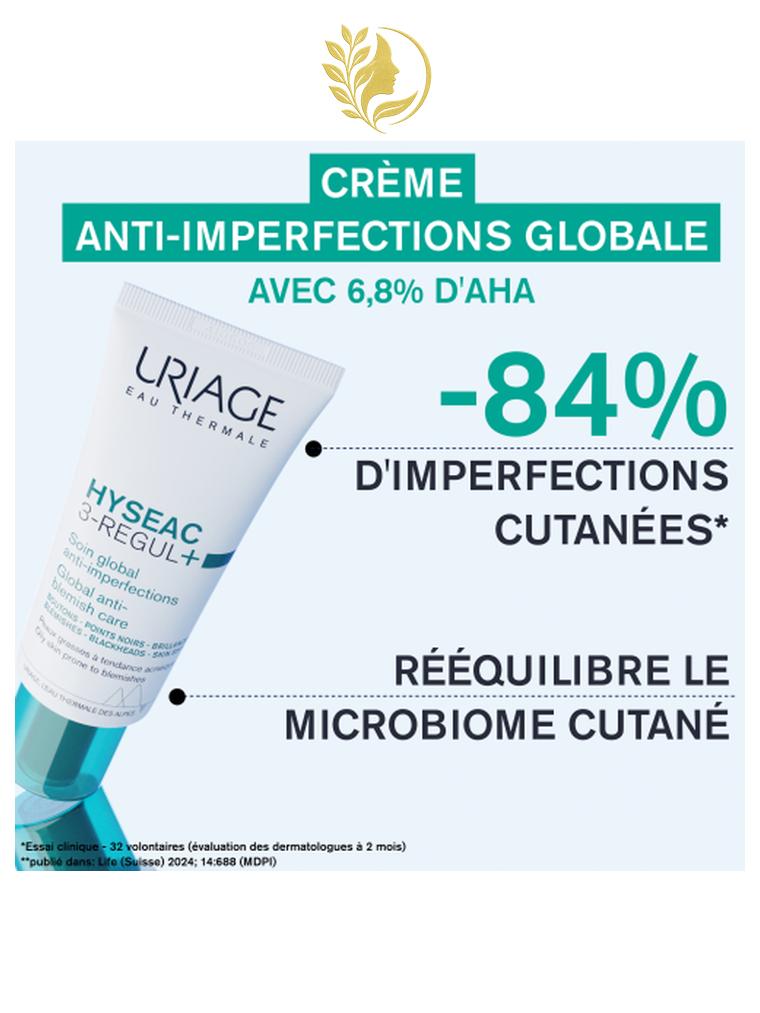 URIAGE HYSEAC 3-REGUL+ - SOIN GLOBAL ANTI-IMPERFECTIONS  BOUTONS, BRILLANCES, PORES - 40 ML -