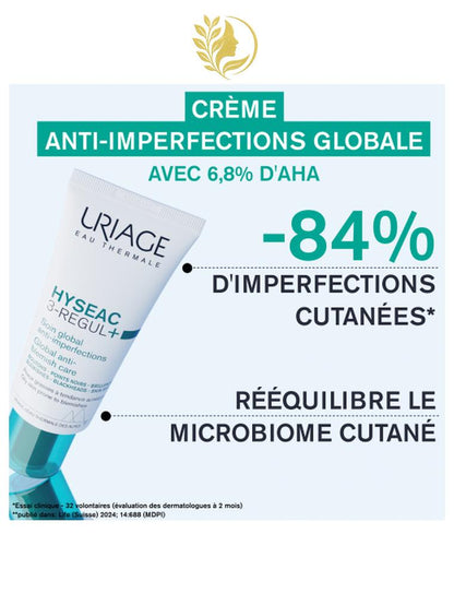 URIAGE HYSEAC 3-REGUL+ - SOIN GLOBAL ANTI-IMPERFECTIONS  BOUTONS, BRILLANCES, PORES - 40 ML -