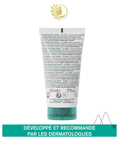 URIAGE HYSEAC - FLUIDE MATIFIANT SPF50+  BRILLANCES, PROTECTION  - 50 ML -