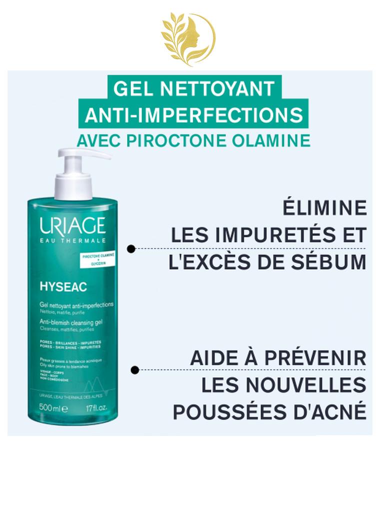 URIAGE HYSEAC - GEL NETTOYANT ANTI-IMPERFECTIONS  POINTS NOIRS, MICROKYSTES, BOUTONS - 150 ML -