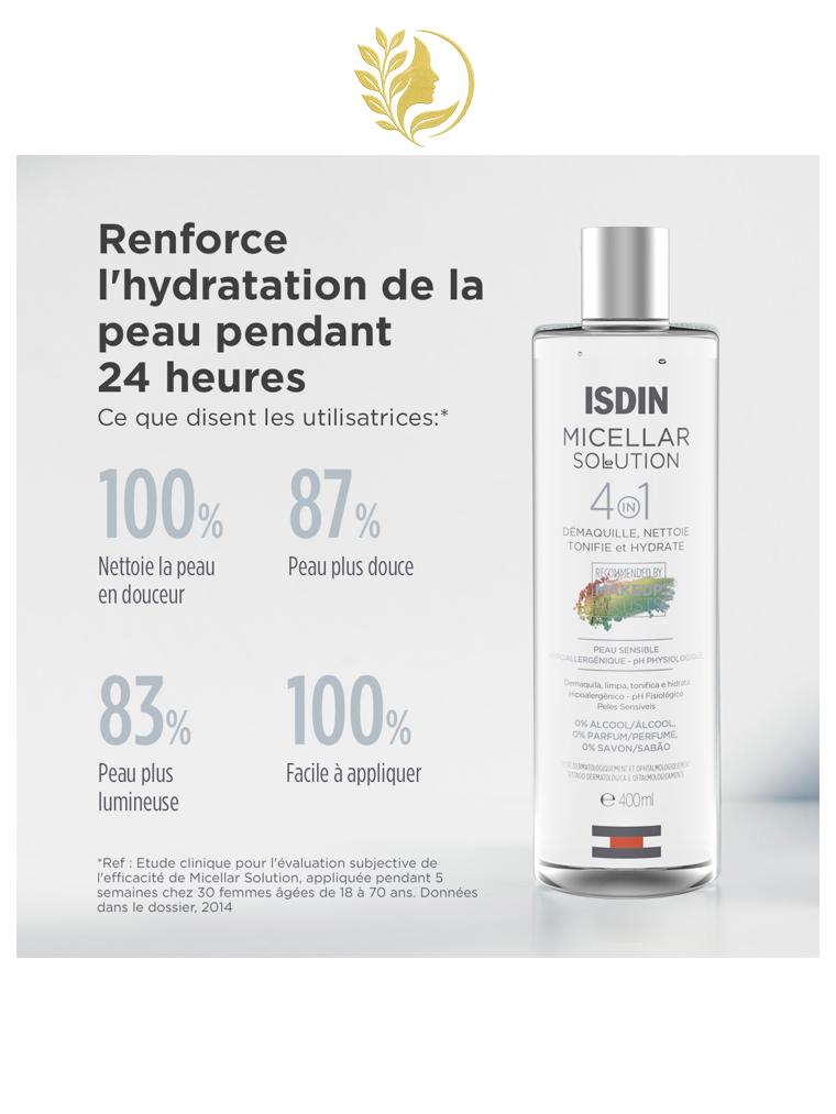 ISDIN MICELLAR SOLUTION  NETTOYANT VISAGE HYDRATANT - 400 ML -