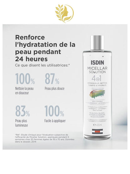 ISDIN MICELLAR SOLUTION  NETTOYANT VISAGE HYDRATANT - 400 ML -
