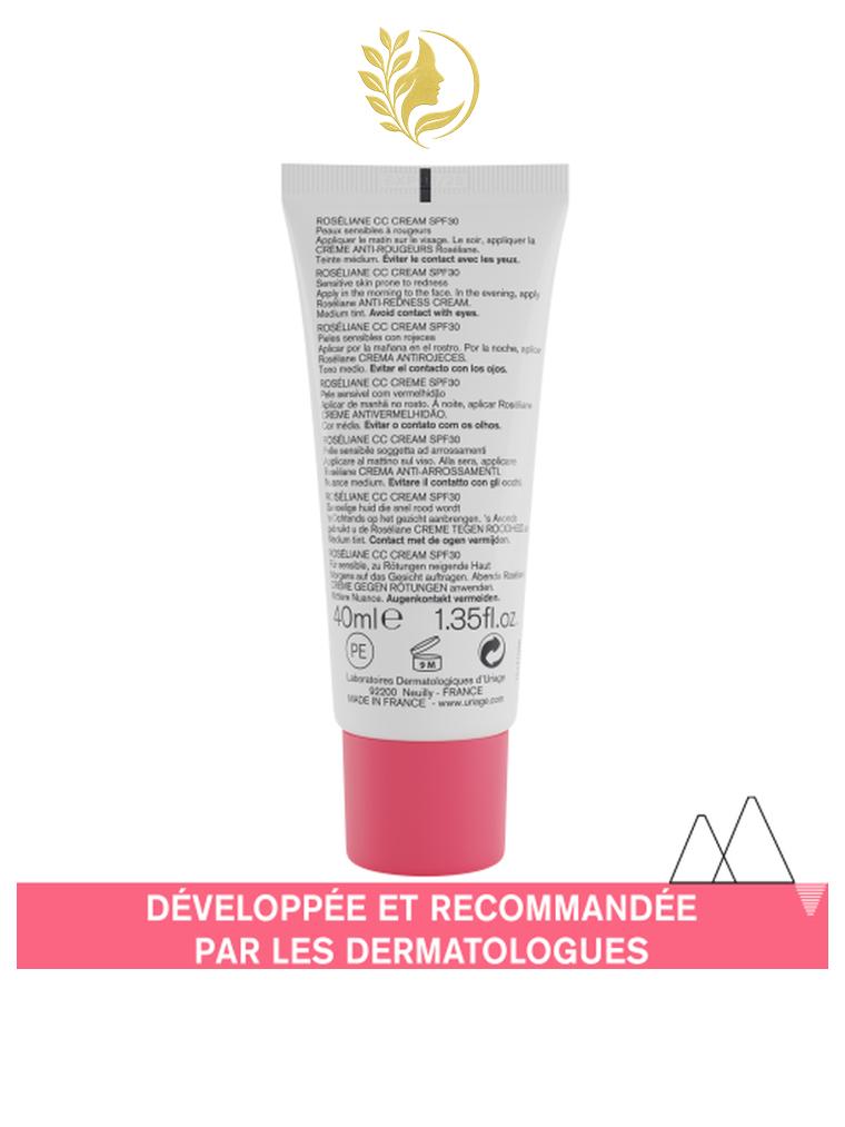 URIAGE ROSÉLIANE - SOIN TEINTÉ CC CRÈME MÉDIUM ANTI-ROUGEURS SPF30  APAISE, PROTÈGE, CORRIGE LE TEINT - 40 ML -