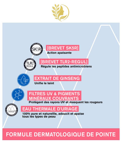 URIAGE ROSÉLIANE - SOIN TEINTÉ CC CRÈME MÉDIUM ANTI-ROUGEURS SPF30  APAISE, PROTÈGE, CORRIGE LE TEINT - 40 ML -