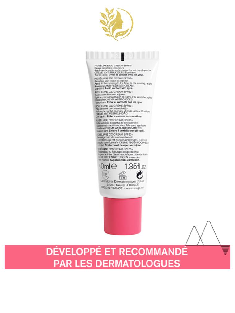 URIAGE ROSÉLIANE - SOIN TEINTÉ CC CRÈME CLAIRE ANTI-ROUGEURS SPF50+  APAISE, PROTÈGE, CORRIGE LE TEINT  - 40 ML -