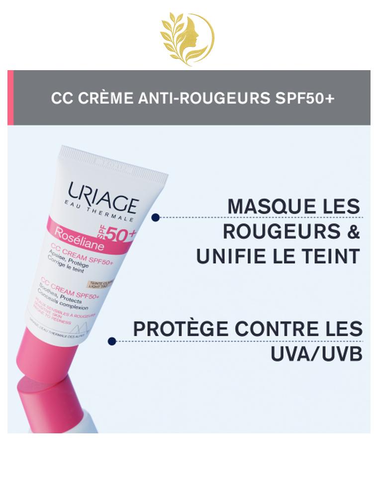 URIAGE ROSÉLIANE - SOIN TEINTÉ CC CRÈME CLAIRE ANTI-ROUGEURS SPF50+  APAISE, PROTÈGE, CORRIGE LE TEINT  - 40 ML -