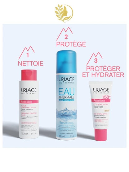 URIAGE ROSÉLIANE - SOIN TEINTÉ CC CRÈME CLAIRE ANTI-ROUGEURS SPF50+  APAISE, PROTÈGE, CORRIGE LE TEINT  - 40 ML -