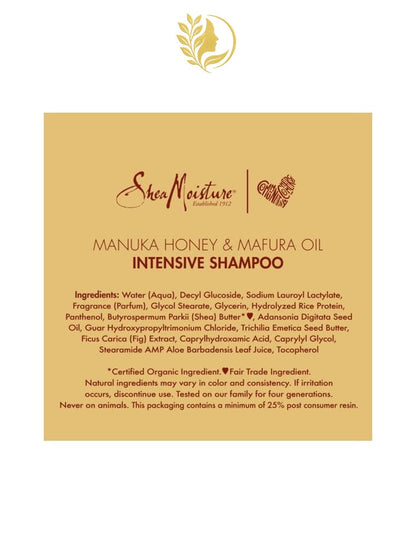 SHEAMOISTURE 5 MANUKA HONEY & MAFURA OIL SHAMPOOING HYDRATATION INTENSIVE -384 ML-