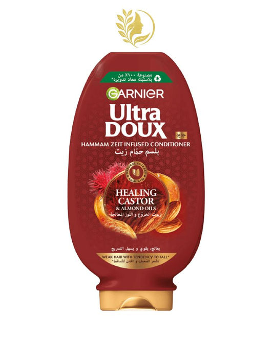 GARNIER ULTRA DOUX HUILES GUÉRISSEUSES DE RICIN ET D'AMANDE APRÈS-SHAMPOOING - 200 & 400 ML -