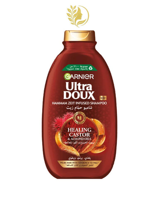 GARNIER ULTRA DOUX HUILES GUÉRISSEUSES DE RICIN ET D'AMANDE SHAMPOOING - 200 & 400 ML -