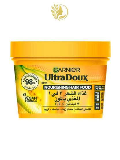 GARNIER ULTRA DOUX HAIR FOOD BANANE MASQUE 3 EN 1 NOURRISSANTE POUR CHEVEUX SECS - 390 ML -