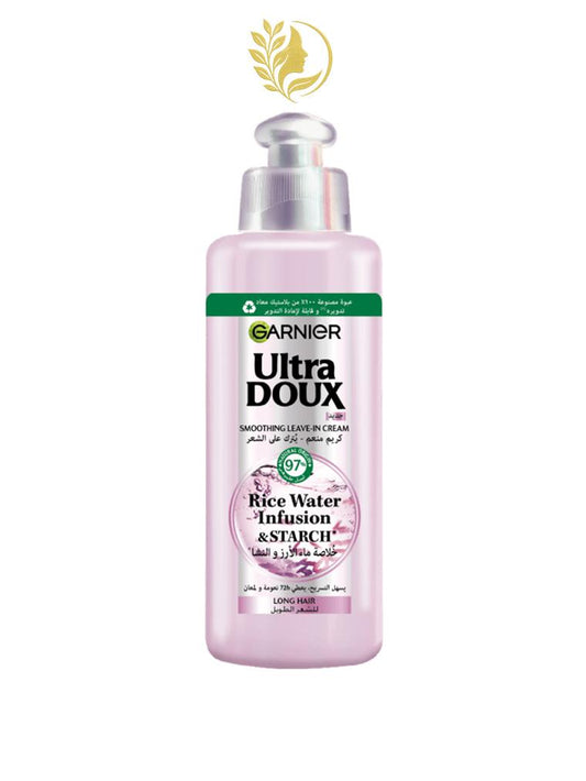 GARNIER ULTRA DOUX EAU DE RIZ ET AMIDON CRÈME SANS RINÇAGE LISSANTE - 200 ML -