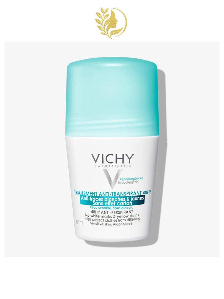 VICHY TRAITEMENT ANTI TRANSPIRANT ANTI TRACES BLANCHES ET JAUNES 48 H 50 ML