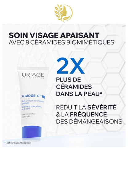 URIAGE XEMOSE C8+ - SOIN VISAGE NOURRISSANT APAISANT  ANTI-GRATTAGE, SOULAGE IMMÉDIATEMENT - 40 ML -